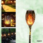 Lampa solara Macvi® 72 LED-uri cu efect flacara, baterie 1200mAh, senzor crepuscular, impermeabila, ideala pentru curte si gradina - imagine 2