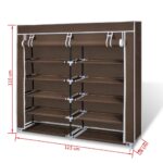 Dulap Pantofi Macvi®, Pantofar din Material Textil cu Capac, Maro, 115x28x110 cm - imagine 2