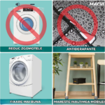 Set 4 Tampoane pentru Picioare Macvi® din Plastic, Gri Protectie si Stabilitate pentru Masina de Spalat - imagine 4