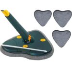 Mop cu Cap Inima Macvi® 360° Telescopic Curatare Usoara, 127 cm, Verde, Cap Rotativ si 3 Lavete Microfibra