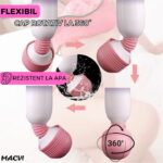Mini Vibrator Macvi®, Flexibil, 12 Moduri de Vibratii, Silicon, Reincarcabil USB, Roz cu Alb - imagine 4