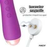 Vibrator Tip Bagheta Thalia Macvi® Imbracat in Silicon, Stimulare Externa Intensa, Design Ergonomic, Vibratii Puternice, Incarcare USB, Culoare Mov - imagine 3