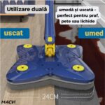 Mop cu Cap Stea Macvi® 360° Telescopic Curatare Usoara, 2 lavete Microfibra, Lungime 123 cm, Albastru/Galben - imagine 2