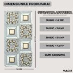 Set 10 bucati Marmura decorativa autoadeziva Macvi®, waterproof, ajustabil, usor de montat, rezistent la caldura, adeziv puternic, suprafata acoperire 1.8 mp, 30x60 cm, 2 mm grosime PH-001 - imagine 4