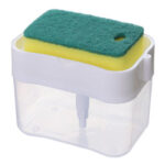 Dispenser detergent Macvi® 380 ml cu suport pentru burete, actionare prin apasare, economisire detergent