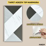 Set 10 bucati Marmura decorativa autoadeziva Macvi®, waterproof, ajustabil, usor de montat, rezistent la caldura, adeziv puternic, suprafata acoperire 1.8 mp, 30x60 cm, 2 mm grosime PH-006 - imagine 5