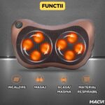 Perna de Masaj Electrica Macvi® pentru Gat si Spate cu Functie de Incalzire, 12V si 220V, 2 Capete de Masaj si 4 Bile Rotative, Relaxare si Vindecare - imagine 5