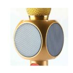 Microfon Disco pentru Karaoke Macvi® cu LED, Efecte Luminoase, Galben - imagine 2