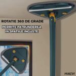 Mop cu Cap Inima Macvi® 360° Telescopic Curatare Usoara, 127 cm, Verde, Cap Rotativ si 3 Lavete Microfibra - imagine 2