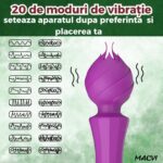 Vibrator Tip Bagheta Thalia Macvi® Imbracat in Silicon, Stimulare Externa Intensa, Design Ergonomic, Vibratii Puternice, Incarcare USB, Culoare Mov - imagine 4
