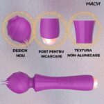 Vibrator Tip Bagheta Thalia Macvi® Imbracat in Silicon, Stimulare Externa Intensa, Design Ergonomic, Vibratii Puternice, Incarcare USB, Culoare Mov - imagine 2