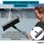 Perie pentru Spalat Geamuri cu Manere Extensibile Macvi® Telescopice din Aluminiu, 120 cm, 2 in 1, Stergator pentru Geamuri - imagine 2