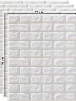 Set 40 Bucati Tapet 3D Autoadeziv, spuma moale la exterior, design modern potrivit oricarui spatiu, rezistent la apa, dimensiuni 70x77, Macvi®, Model Caramida Alb - imagine 3