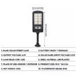 Lampa solara Macvi® W755-8 LED, cu senzor de miscare si telecomanda, iluminat exterior, panou solar integrat, negru - imagine 4