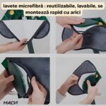 Mop cu Cap Inima Macvi® 360° Telescopic Curatare Usoara, 127 cm, Verde, Cap Rotativ si 3 Lavete Microfibra - imagine 3