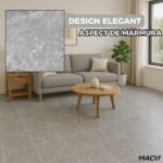 Set 24 placi autoadezive Macvi® pentru podea, stil marmura gri, PVC, 45, 7 x 45, 7 cm, grosime 1, 4 mm, Acoperire 5m - imagine 4