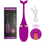 Vibrator Tip Ou cu Vibratii si Telecomanda Macvi® pentru Stimularea Punctului G si Clitorisului, Mov, Silicon si ABS