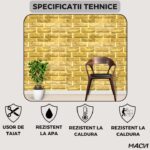 Set 10 bucati Marmura decorativa autoadeziva Macvi®, waterproof, ajustabil, usor de montat, rezistent la caldura, adeziv puternic, suprafata acoperire 1.8 mp, 30x60 cm, 2 mm grosime PZ-6602 - imagine 2