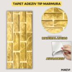 Set 10 bucati Marmura decorativa autoadeziva Macvi®, waterproof, ajustabil, usor de montat, rezistent la caldura, adeziv puternic, suprafata acoperire 1.8 mp, 30x60 cm, 2 mm grosime PZ-6602 - imagine 5