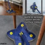 Mop cu Cap Stea Macvi® 360° Telescopic Curatare Usoara, 2 lavete Microfibra, Lungime 123 cm, Albastru/Galben - imagine 5