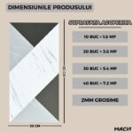 Set 10 bucati Marmura decorativa autoadeziva Macvi®, waterproof, ajustabil, usor de montat, rezistent la caldura, adeziv puternic, suprafata acoperire 1.8 mp, 30x60 cm, 2 mm grosime PH-006 - imagine 4