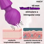 Vibrator Tip Bagheta Thalia Macvi® Imbracat in Silicon, Stimulare Externa Intensa, Design Ergonomic, Vibratii Puternice, Incarcare USB, Culoare Mov - imagine 5