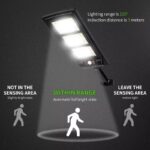 Lampa solara de perete stradala Macvi® SL-144COB, 72W, LED COB, senzor de miscare, IP65, 8 ore iluminare, telecomanda, 490x130x40mm - imagine 3