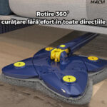 Mop cu Cap Stea Macvi® 360° Telescopic Curatare Usoara, 2 lavete Microfibra, Lungime 123 cm, Albastru/Galben - imagine 3