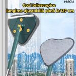Mop cu Cap Inima Macvi® 360° Telescopic Curatare Usoara, 127 cm, Verde, Cap Rotativ si 3 Lavete Microfibra - imagine 4